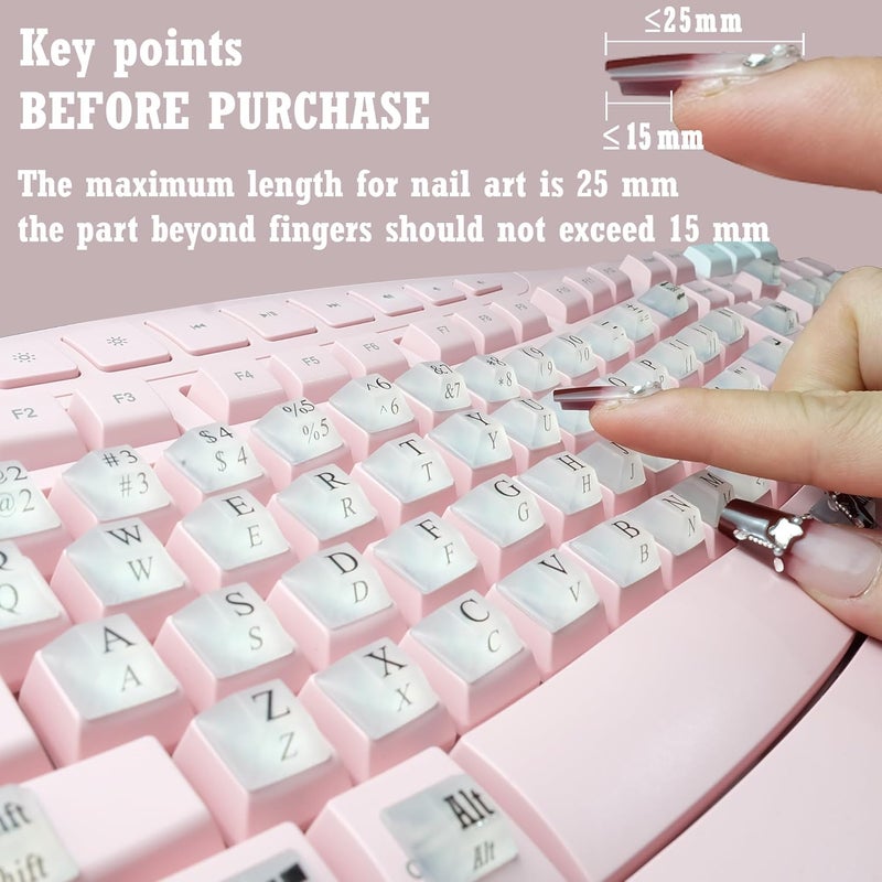 Zooplan 80 Pcs PC Keyboard Stickers for Long Nails Typing and Gaming, ​​Anti-Damage Symbolic and Alphanumeric Keys for Nail-Art (Translucent) - Image 4